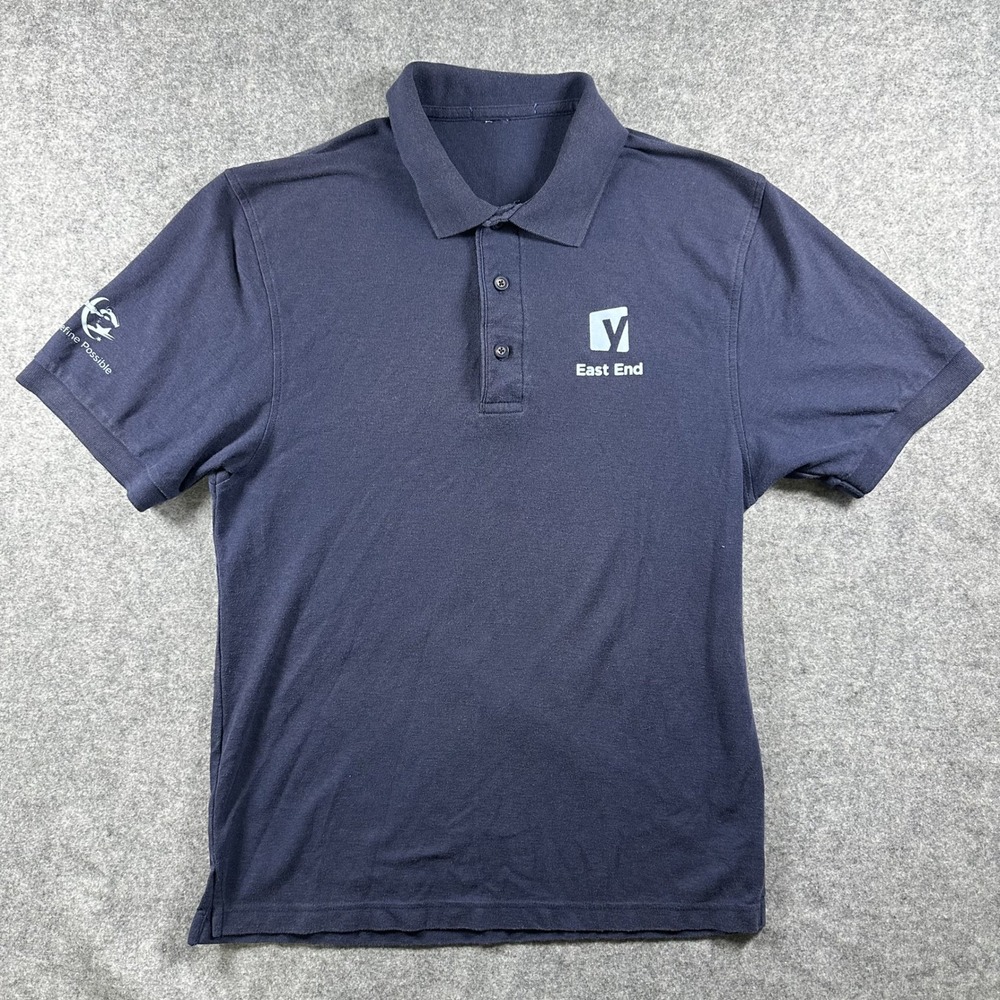 Unbranded East End‎ Logo Polo Shirt L Navy Blue Short Sleeve Cotton Pique